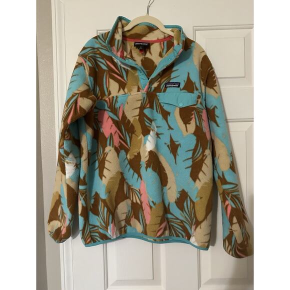 Patagonia Synchilla Snap-T Fleece Pullover Teal Pink Floral Camo Medium - Picture 11 of 11